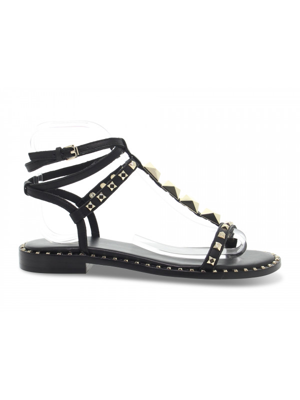 Flat sandals Ash PARTY SCHIAVA BLACK in black leather