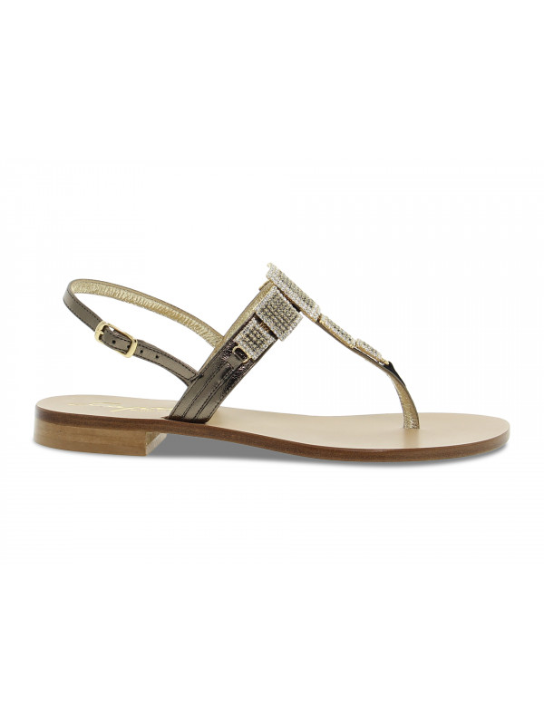 Flat sandals Capri POSITANO GIOIELLO in gunmetal laminate