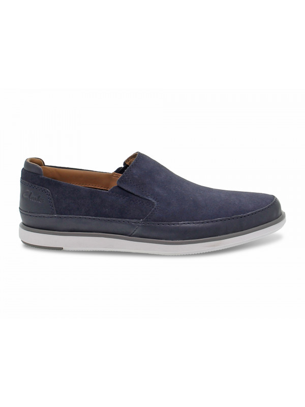 Laceless Clarks BRATTON STEP in blue suede leather