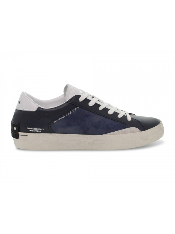 Sneakers Crime London LOW TOP DISTRESSED in dark blue leather