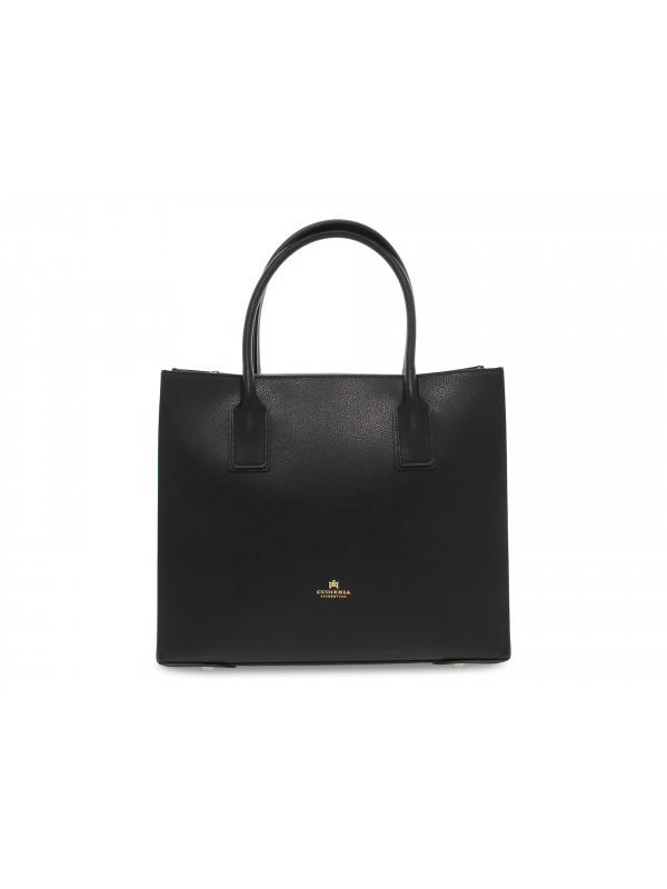 Handbag Cuoieria Fiorentina ALICE MEDIUM TOTE BAG SQUADRATA in black leather