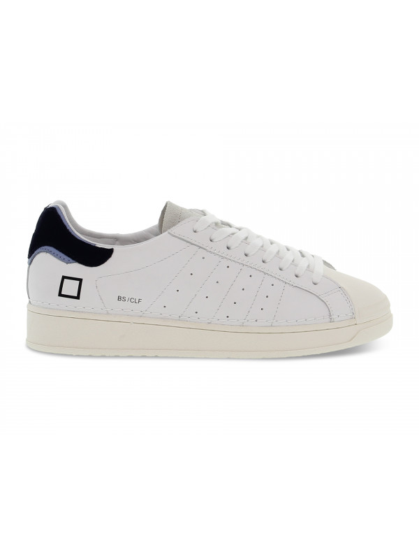 Sneakers D.A.T.E. BASE CALF WHITE-BLUE in white leather