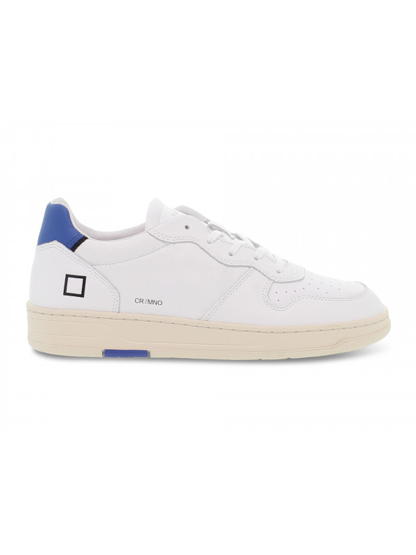 Sneakers D.A.T.E. COURT MONO WHITE-BLUE in white leather
