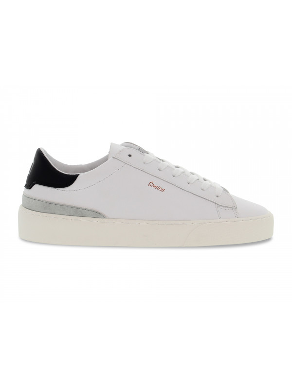 Sneakers D.A.T.E. SONICA CALF WHITE-BLACK in white leather