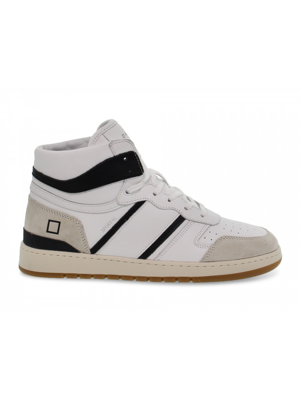Sneakers D.A.T.E. SPORT HIGH CLASS WHITE-BLACK in white leather