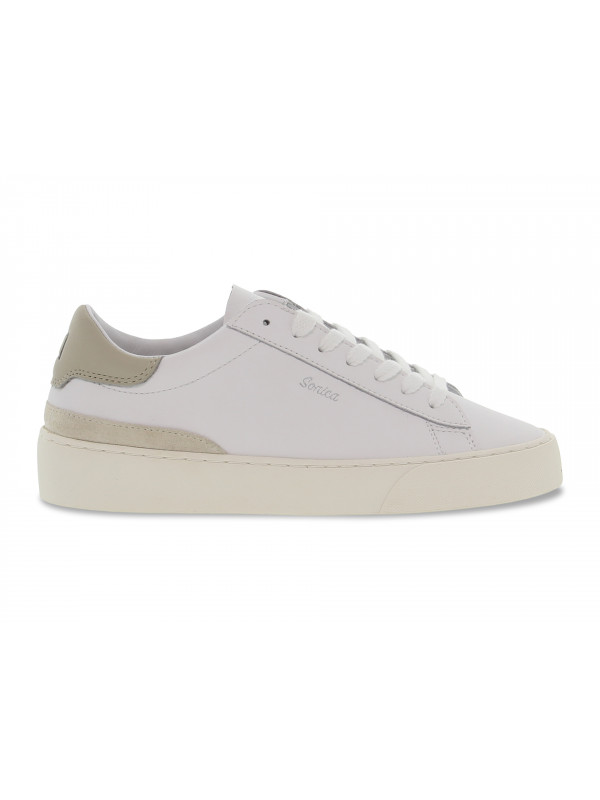 Sneakers D.A.T.E. SONICA CALF WHITE-BEIGE in white leather