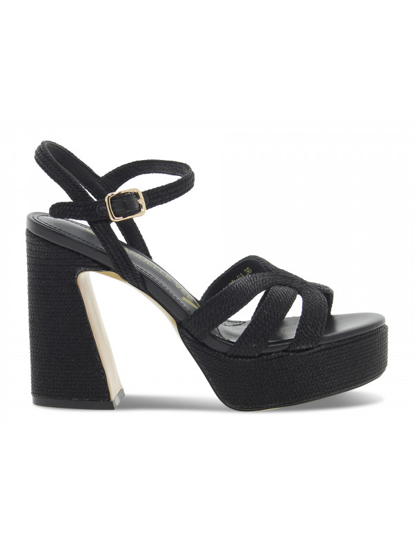 Heeled sandal Emanuèlle Vee SANDALO GIUNONE PLATEAU in black raffia