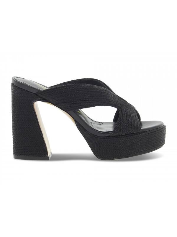 Heeled sandal Emanuèlle Vee CIABATTONE GIUNONE PLATEAU in black raffia