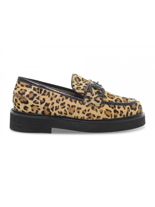 Flat shoe Emanuèlle Vee MOCASSINO PONY-HARRODS in leopard print printed
