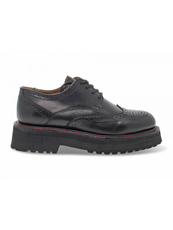 Flat shoe Emanuèlle Vee DERBY INGLESE NEW CRUST in black leather