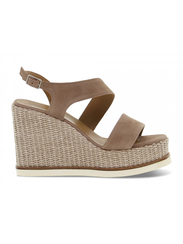 Wedge Gianmarco Sorelli PALOMA in beaver suede leather