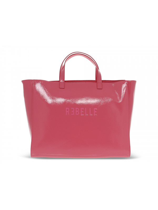Tote bag Rebelle ASHANTI SHOPPING PATENT NAPLACK in fluo fuchsia paint