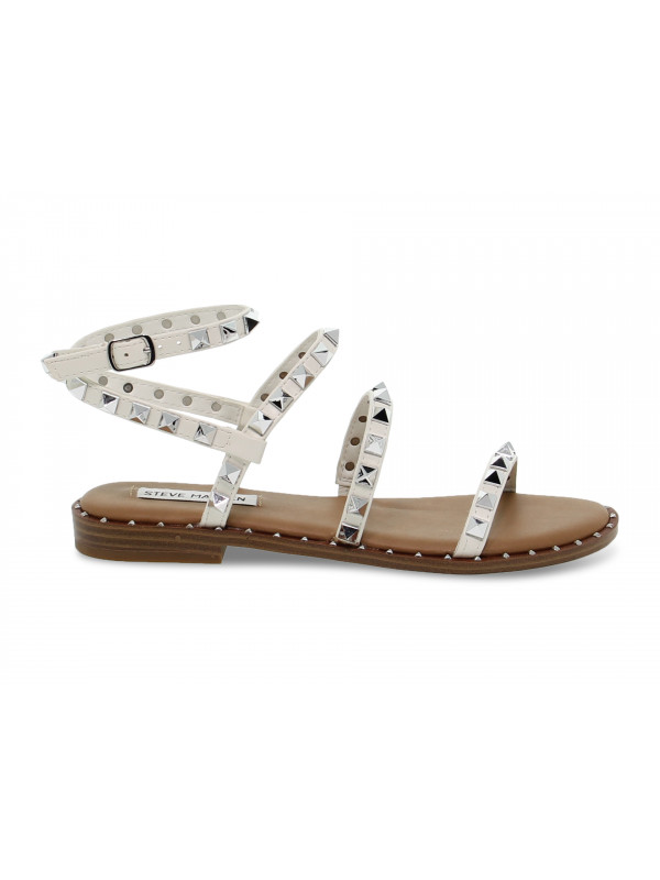 Flat sandals Steve Madden TRAVEL WHITE in white faux leather