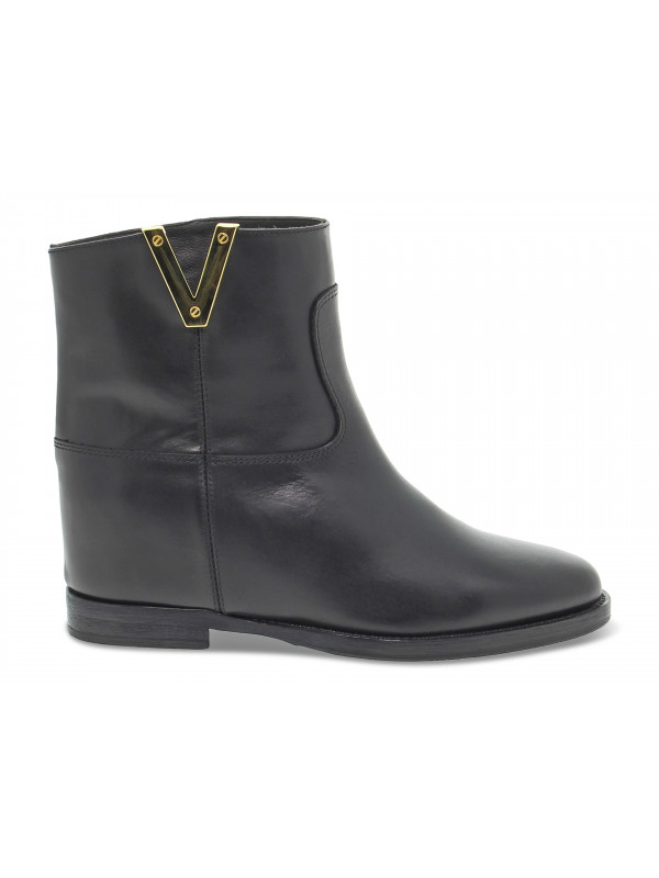 Ankle boot Via Roma 15 ZEPPA INTERNA LOGO V ORO LATERALE in black leather