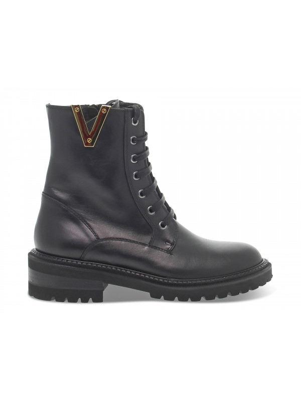 Low boot Via Roma 15 ZEPPA INTERNA ANFIBIO PATTONE BORCHIE LOGO V ORO in black leather