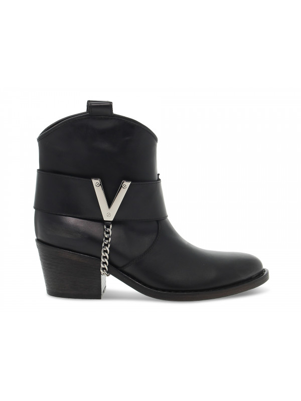 Ankle boot Via Roma 15 CINTURONE CON V NICKEL in black leather