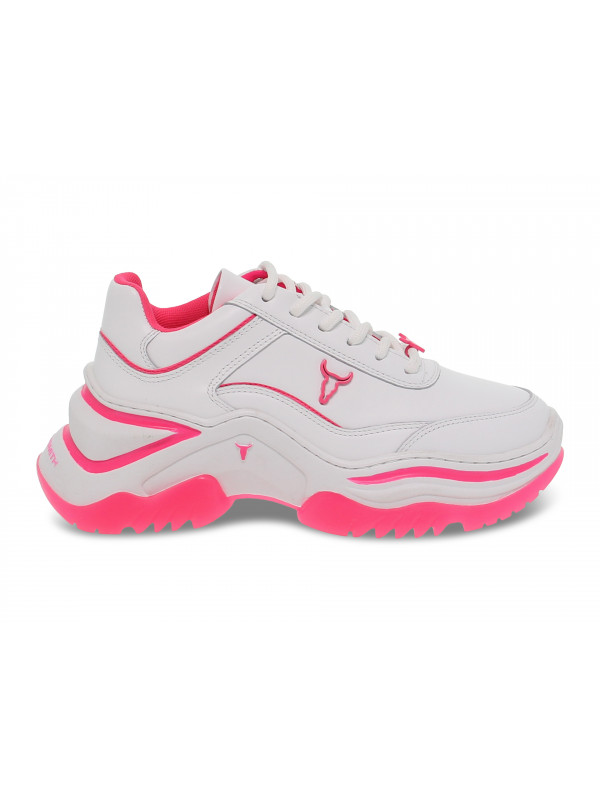 Sneakers Windsor Smith CHAOS BRAVE WHITE NEON PINK in white leather