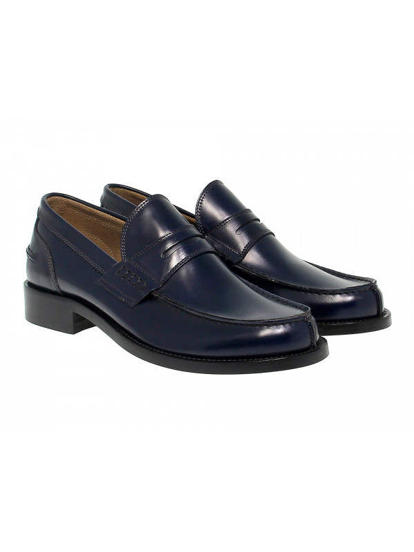 Loafer Antica Cuoieria COLLEGE in blue leather - Guidi Calzature - New Collection Fall Winter