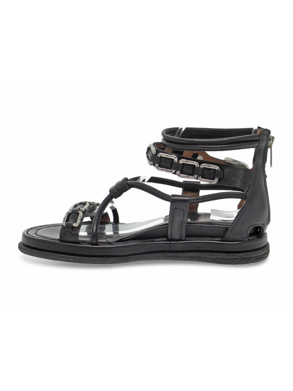 Flat sandals A.S.98 in black leather
