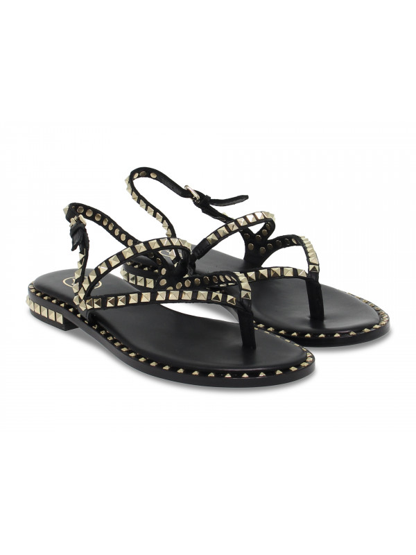 aanplakbiljet Soldaat bar Flat sandals Ash in black leather - Guidi Calzature - New Spring Summer  2023 Collection - Guidi Calzature