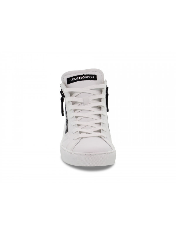 【関税&送料込】Crime London Sneakers Sneakers Crime London HIGH TOP DOUBLE ZIP in white leather
