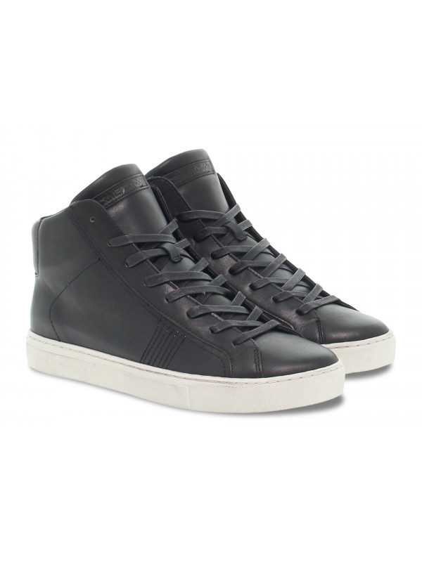 Sneakers Crime London HIGH TOP ESSENTIAL in black leather Guidi Calzature New Collection Fall Winter 2024 Guidi Calzature