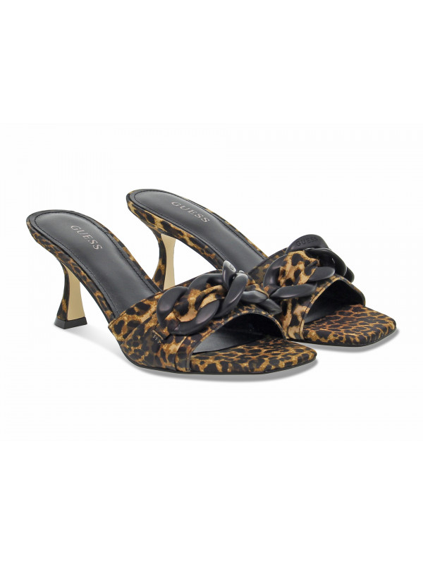 Heeled sandal Guess CIABATTINA ACCESSORIO CATENA in leopard print fabric Guidi Calzature New Collection Fall Winter 2024 Guidi Calzature