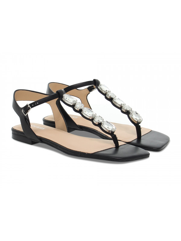 Flat sandals Guess SANDALO FLAT in black leather Guidi Calzature