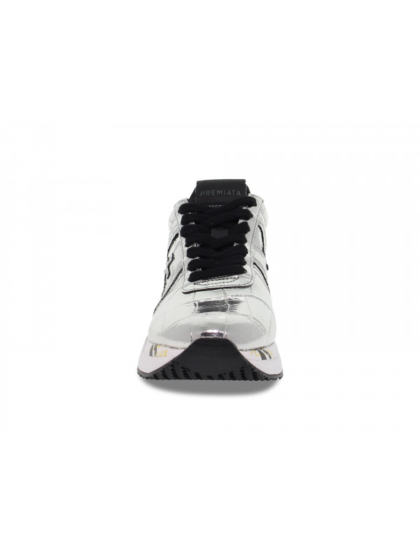 Sneakers Premiata CONNY in silver laminate - Guidi Calzature