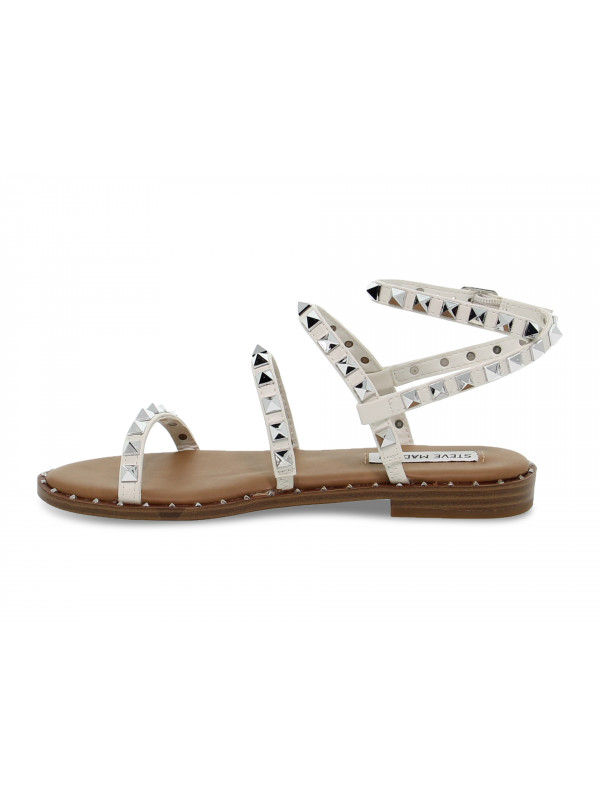 Flat sandals Steve Madden TRAVEL WHITE in white faux leather Guidi Calzature New Collection Fall Winter 2024 Guidi Calzature