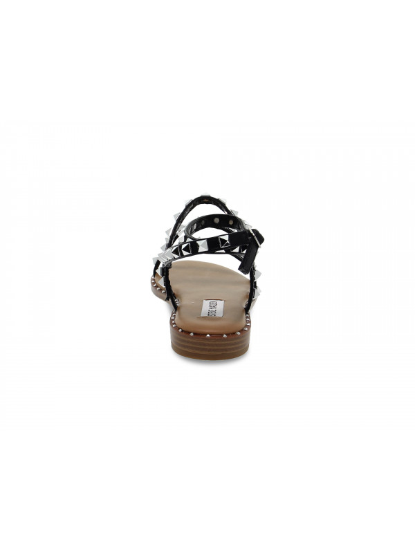 Flat sandals Steve Madden TRAVEL BLACK in black faux leather
