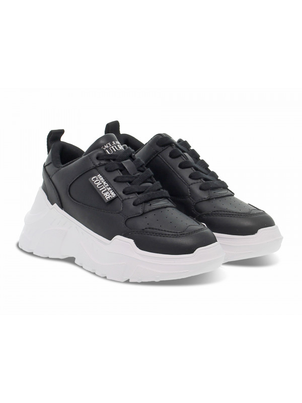 Sneakers Versace Jeans Couture JEANS COUTURE SPEEDTRACK in black leather Guidi Calzature New Collection Fall Winter 2024 Guidi Calzature