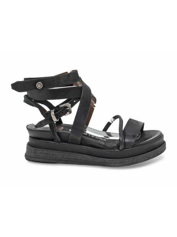 Chaussures compensees A.S.98 en cuir noir Guidi Calzature Nouvelle Collection Automne Hiver 2024 Guidi Calzature