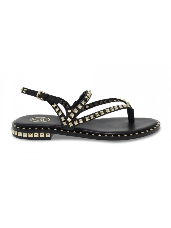 Sandales plates Ash en cuir noir Guidi Calzature Soldes Printemps Ete 2024 Guidi Calzature