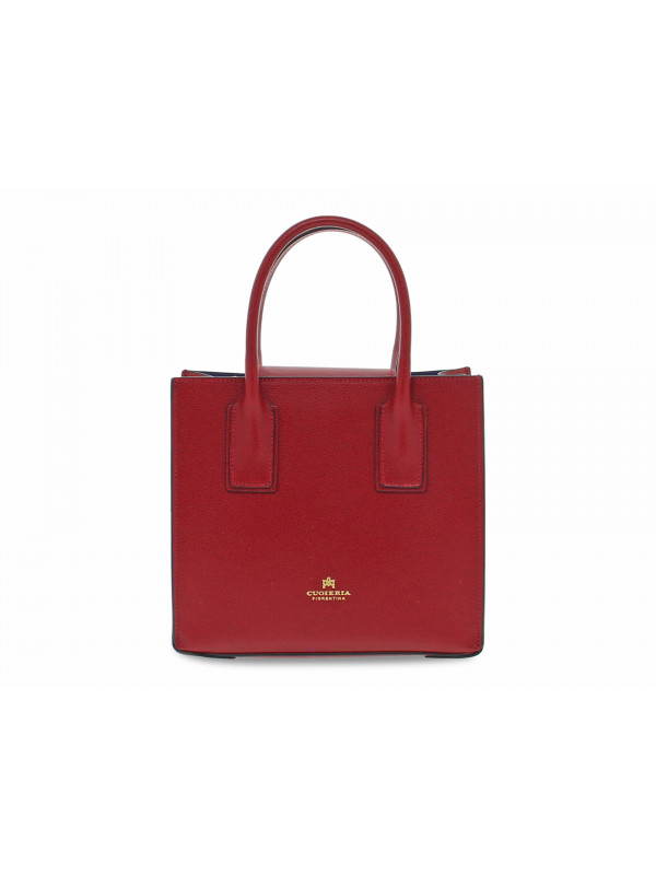 Sac à main Cuoieria Fiorentina ALICE SMALL TOTE BAG SQUADRATA en saffiano rubis