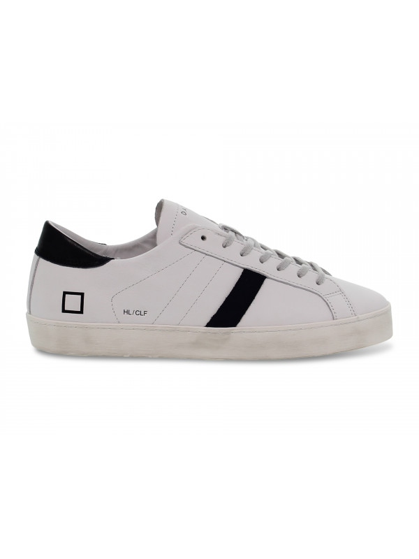 Baskets D.A.T.E. HILL LOW CALF WHITE-BLUE en cuir blanc