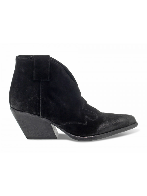 Bottines Elena Iachi MID WASH en velour noir