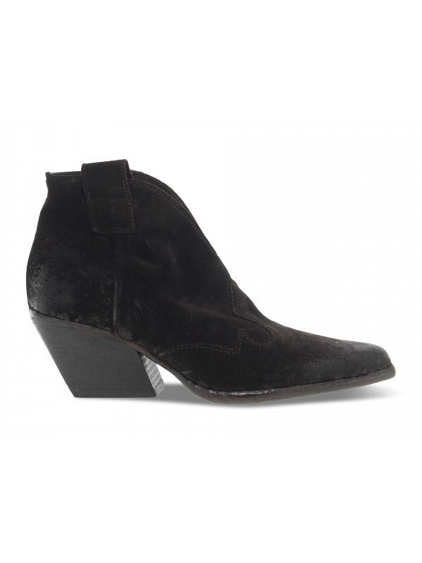 Bottines Elena Iachi MID WASH en velour brun foncé