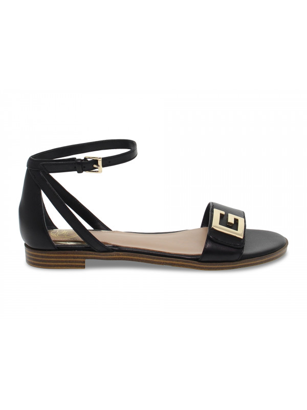 Sandales plates Guess en cuir noir