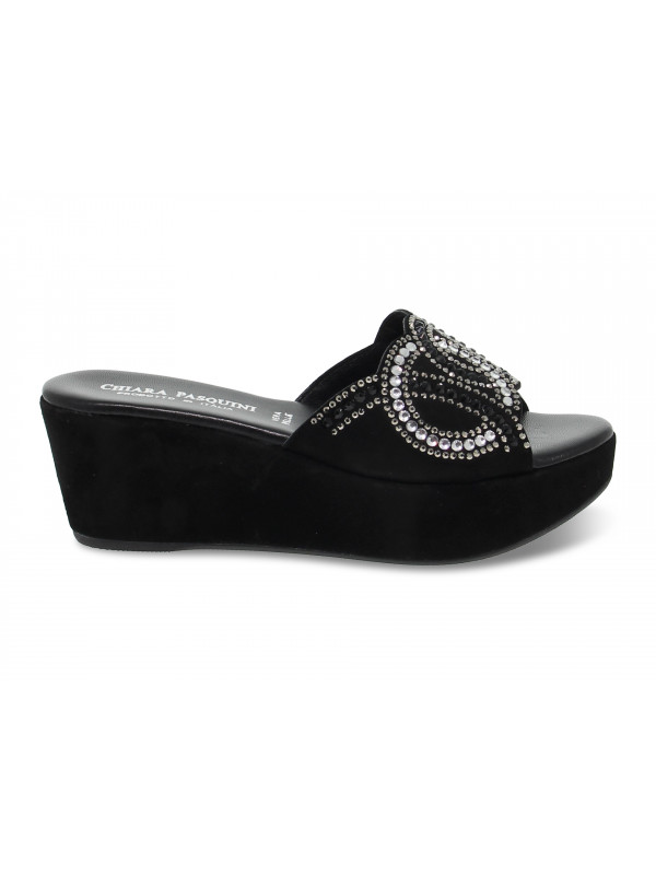 Chaussures compensées Pasquini Calzature en chamois noir