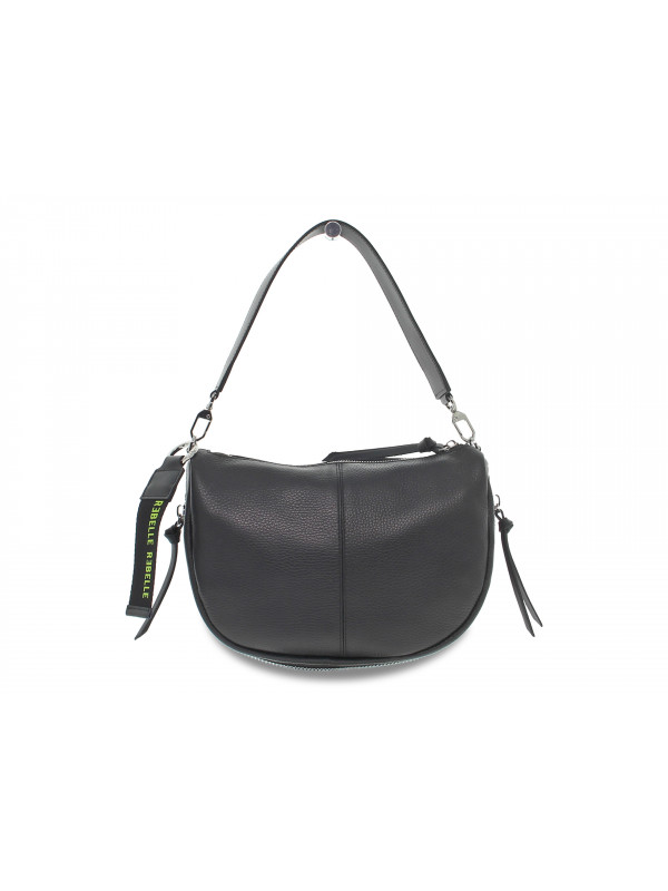 Sac bandoulière Rebelle ALTHEA HOBO DOLLARO BLACK en cuir noir