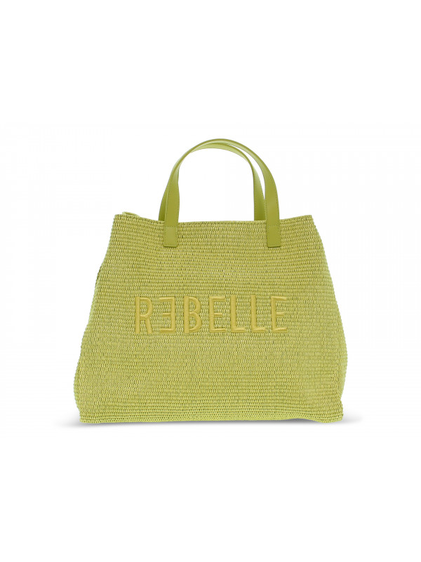 Cabas Rebelle ASHANTI SHOPPING S STRAW LIME en raphia chaux