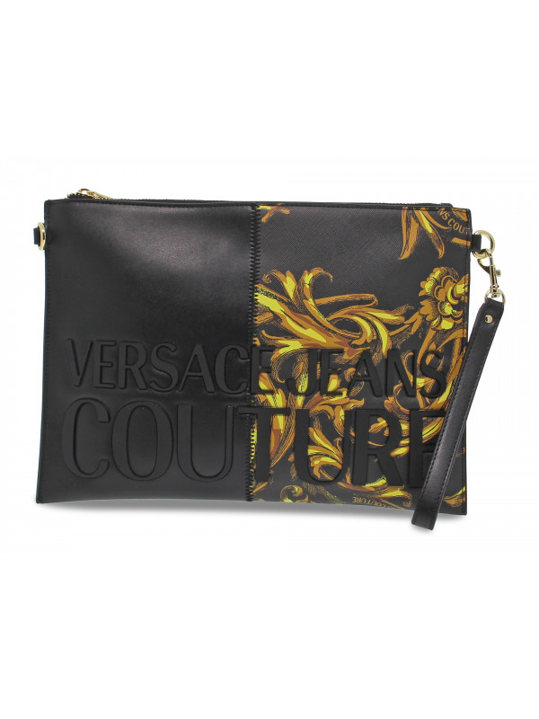 Pochette Versace Jeans Couture JEANS COUTURE RANGE 4 ROCK CUT SKETCH 7 BAGS STRIPES PATCHWORK en faux cuir noir