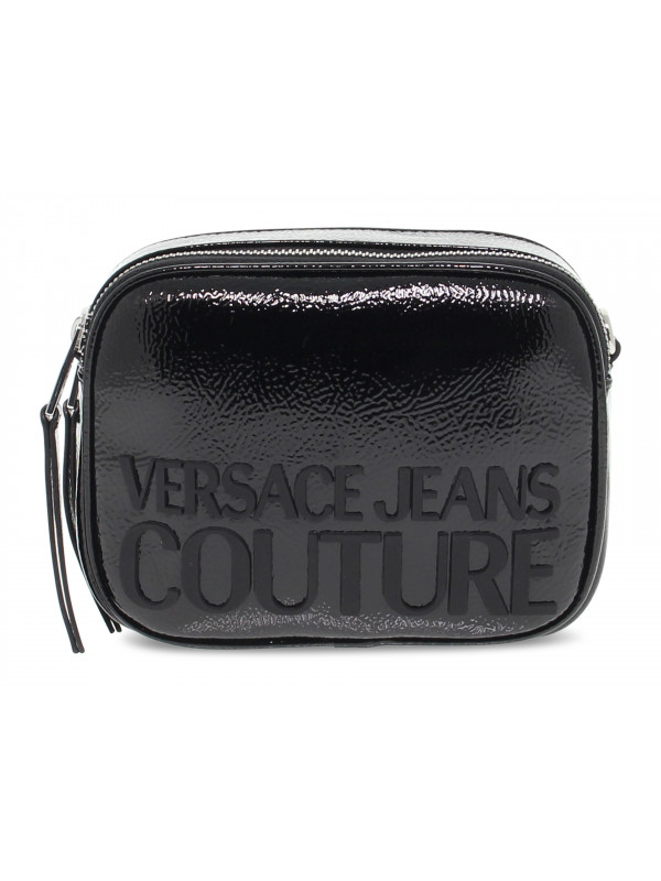 Sac bandoulière Versace Jeans Couture JEANS COUTURE NAPLAK MACROLOGO en laqué noir