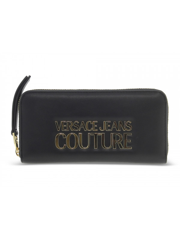 Portefeuille Versace Jeans Couture JEANS COUTURE RANGE L LOGO LOCK SKETCH 12 WALLET SMOOTH en faux cuir noir