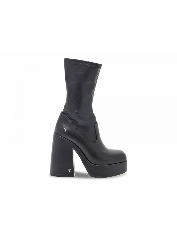 Boots Windsor Smith HIDDEN BLACK STRETCH UP en faux cuir noir