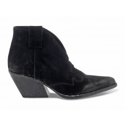 Bottines Elena Iachi MID WASH en velour noir