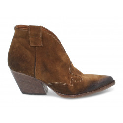 Bottines Elena Iachi MID WASH en velour noisette