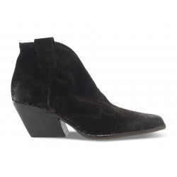 Bottines Elena Iachi MID WASH en velour brun foncé