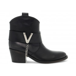 Bottines Via Roma 15 CINTURONE CON V NICKEL en cuir noir